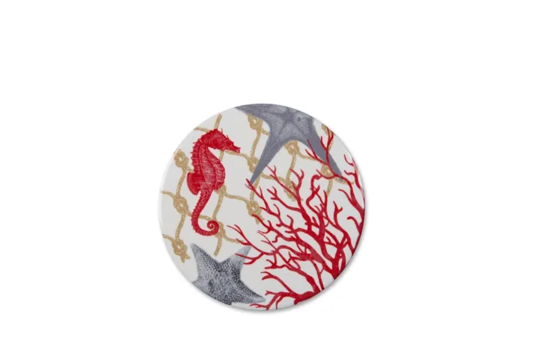 Sottobicchieri, 6 pezzi, ceramica, conchiglie e coralli