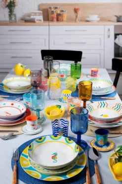 Sottobicchieri, 6 pezzi, ceramica, stile marinaro
