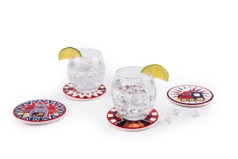 Sottobicchieri, 4 pezzi, ceramica, natalizi