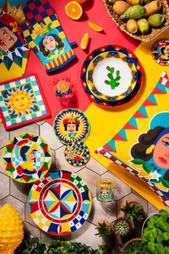 Sottobicchieri, 6 pezzi, ceramica, stile siciliano
