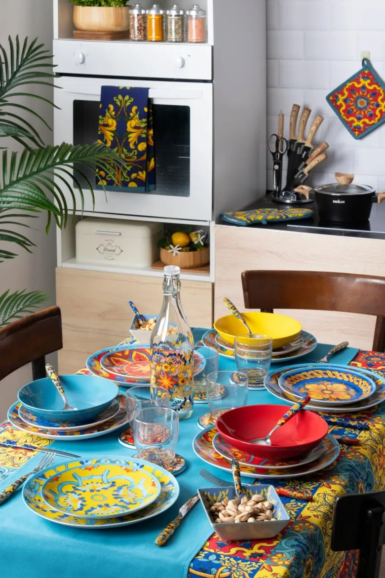 Sottobicchieri, 6 pezzi, ceramica, stile siciliano