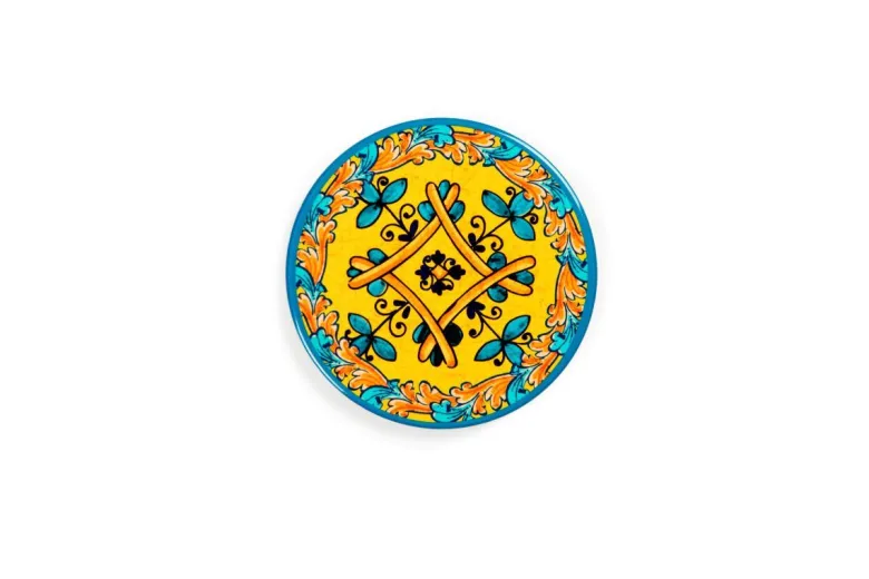 Sottobicchieri, 6 pezzi, ceramica, stile siciliano
