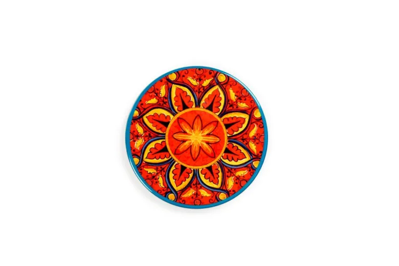 Sottobicchieri, 6 pezzi, ceramica, stile siciliano