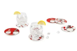 Sottobicchieri, 6 pezzi, ceramica, natalizi