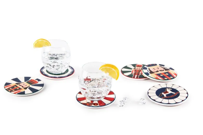 Sottobicchieri, 6 pezzi, ceramica, natalizi
