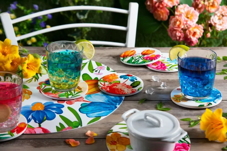 Sottopentola, 1 pezzo, ceramica, fiori