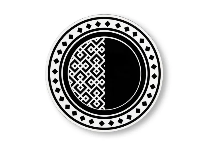 Sottopiatti, 6 pezzi, fantasia geometrica, bianco e nero