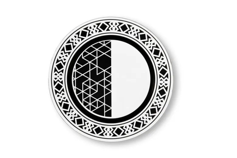 Sottopiatti, 6 pezzi, fantasia geometrica, bianco e nero