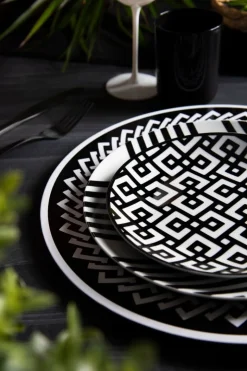 Sottopiatti, 6 pezzi, fantasia geometrica, bianco e nero