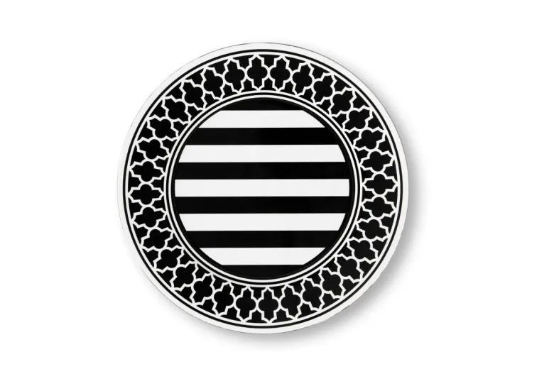 Sottopiatti, 6 pezzi, fantasia geometrica, bianco e nero