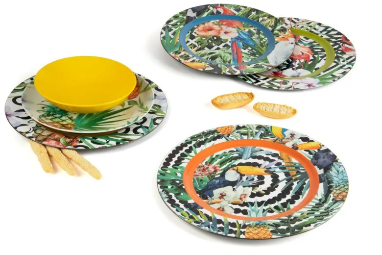 Sottopiatti, 6 pezzi, fantasia tropicale, multicolore