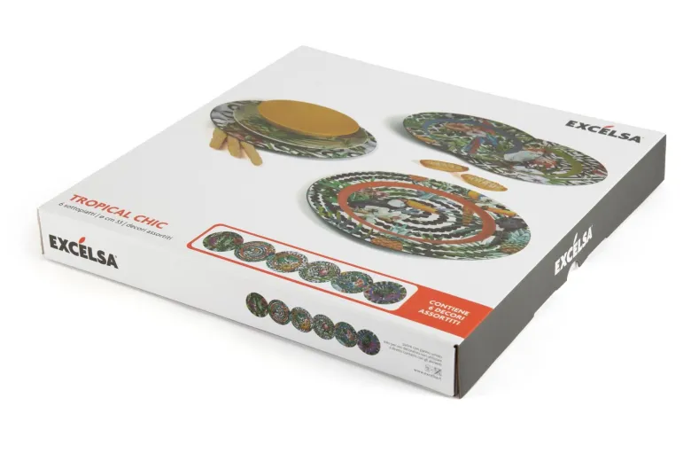 Sottopiatti, 6 pezzi, fantasia tropicale, multicolore