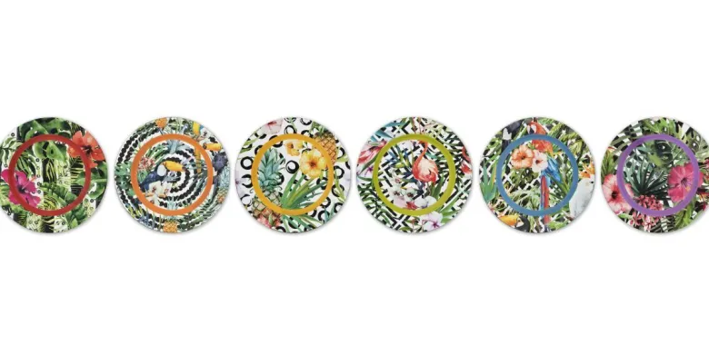 Sottopiatti, 6 pezzi, fantasia tropicale, multicolore