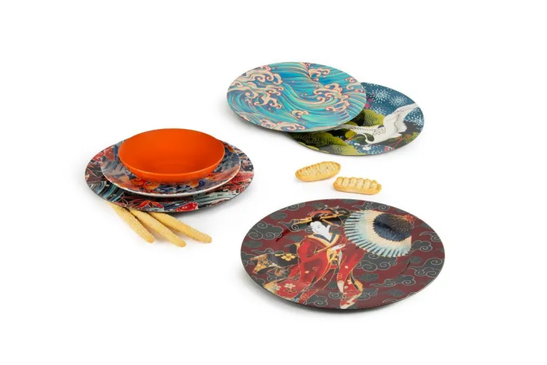 Sottopiatti, 6 pezzi, stile giapponese, multicolore