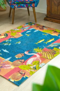 Tappeto arredo, animali e fauna, multicolore, 165x110 cm