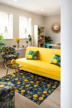 Tappeto arredo, con limoni, multicolore, 165x110 cm