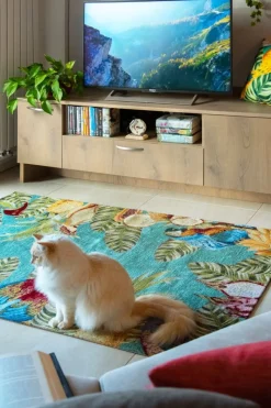 Tappeto arredo, floreale, multicolore, 165x110 cm