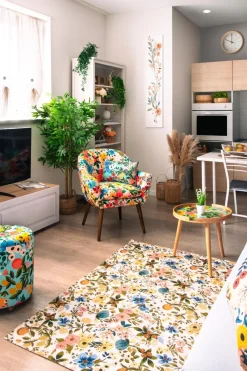 Tappeto arredo, floreale, multicolore, 165x110 cm