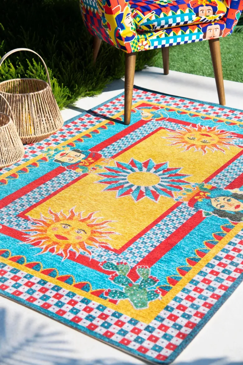 Tappeto arredo, stile siciliano, multicolore, 165x110 cm
