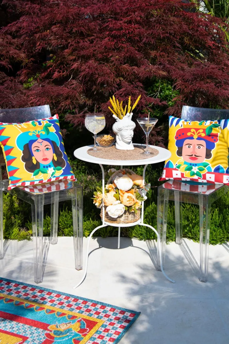 Tappeto arredo, stile siciliano, multicolore, 165x110 cm