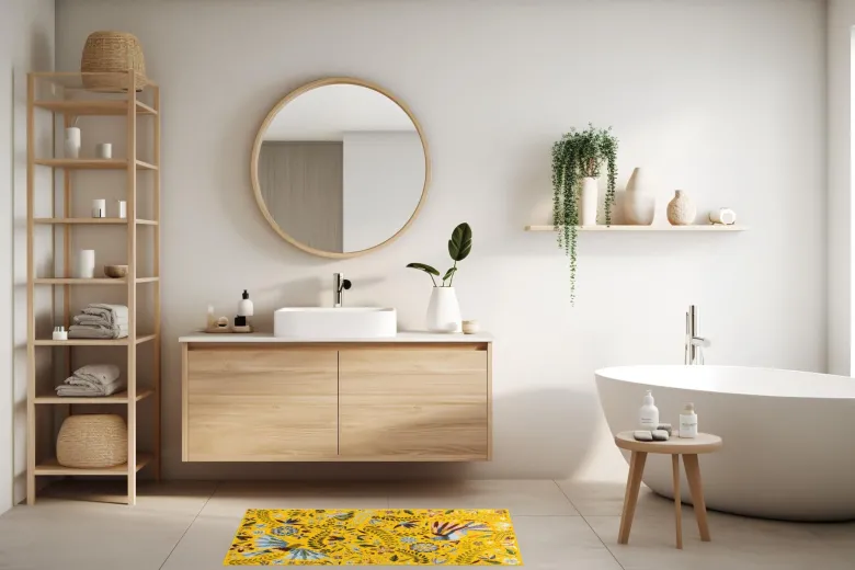 Tappeto da cucina, fantasia fiori messicani, 45x75 cm