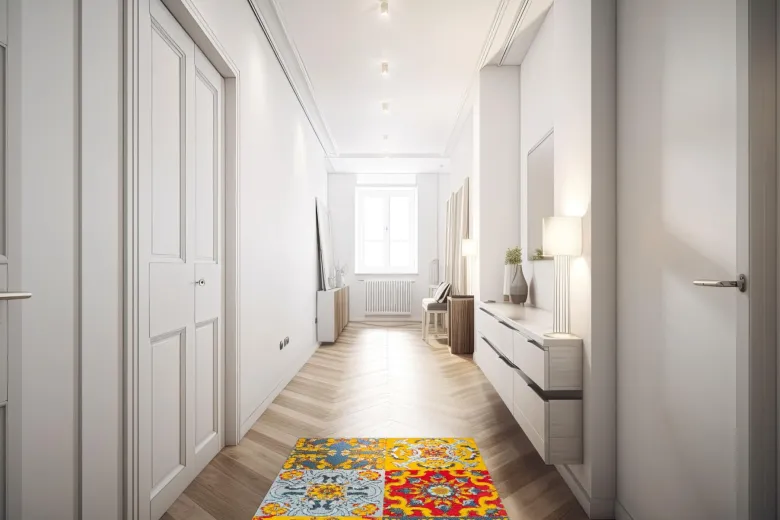 Tappeto da cucina, stile siciliano, multicolore, 45x75 cm