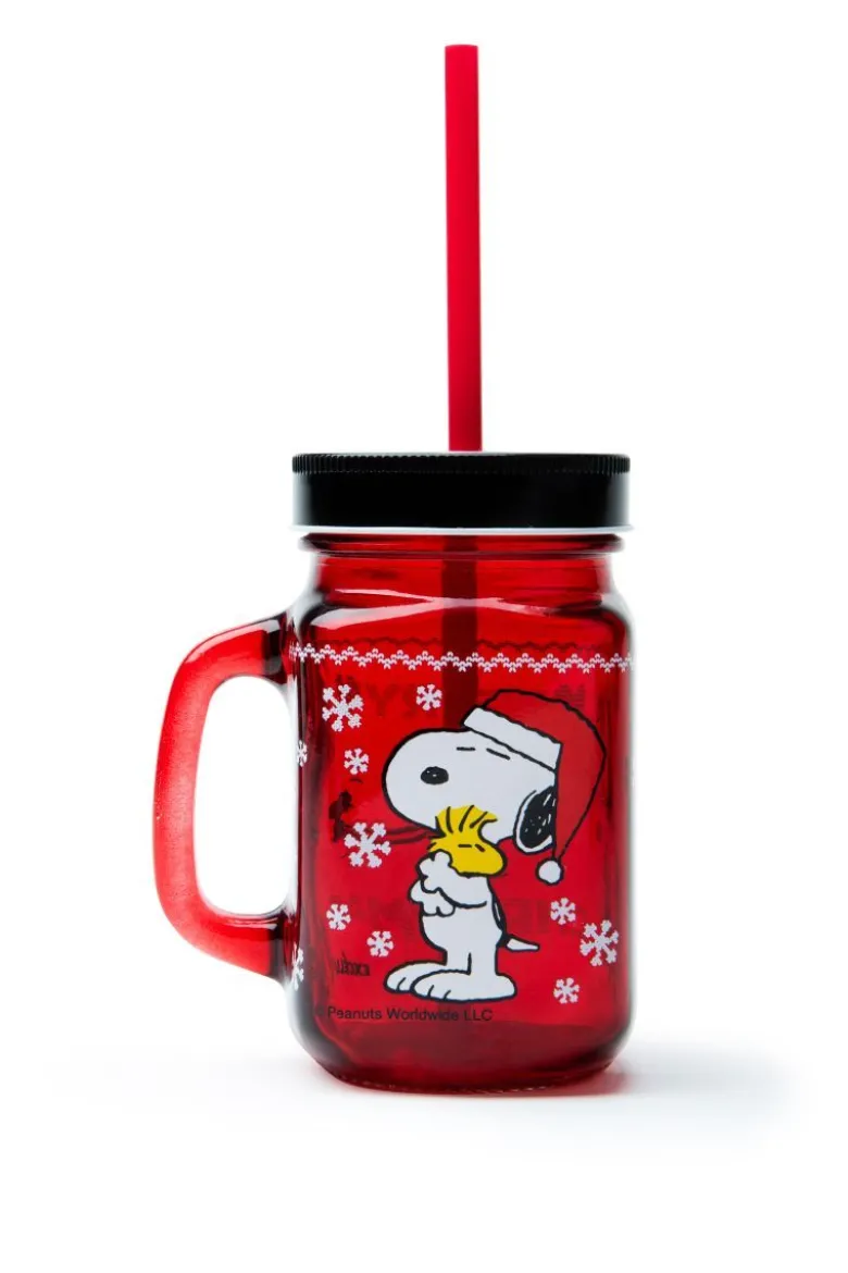 Tazza mug con cannunccia, 1 pezzo, snoopy natale, 480 ml