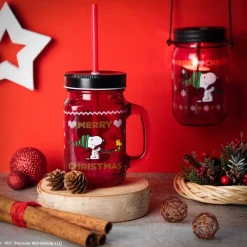 Tazza mug con cannunccia, 1 pezzo, snoopy natale, 480 ml