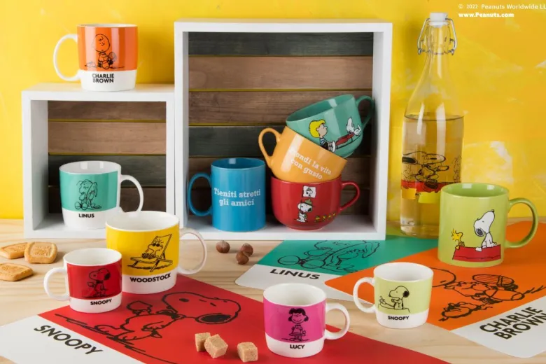 Tazze da latte, peanuts, 6 pezzi, multicolori