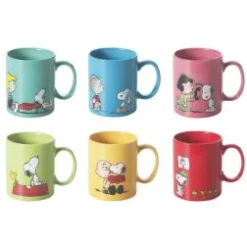 Tazze tipo mug, peanuts, 6 pezzi, multicolori