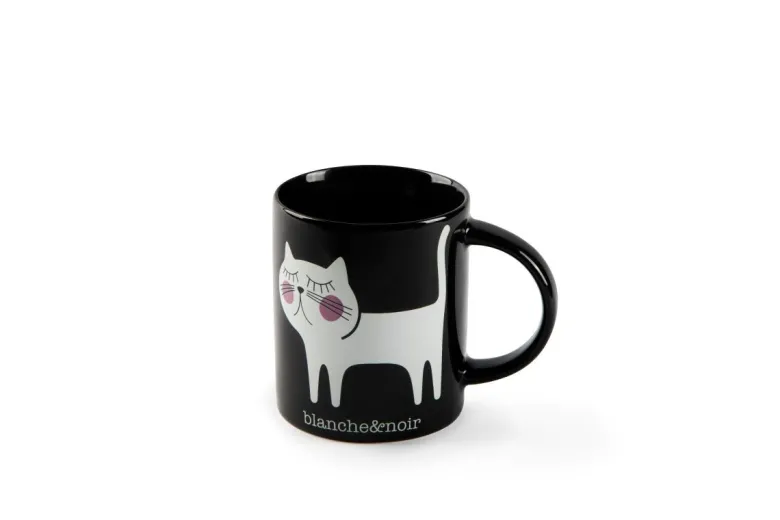 Tazze tipo mug, 2 pezzi, gattini, bianco e nero