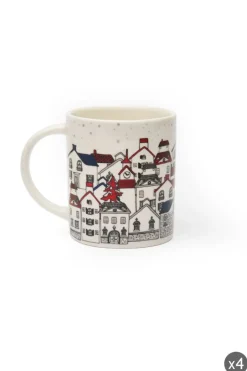 Tazze tipo mug, 4 pezzi, multicolore, porcellana, 300 ml