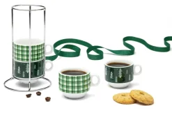 Tazzine caffè, 4 pezzi, con supporto, porcellana