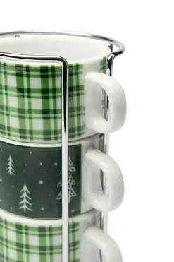 Tazzine caffè, 4 pezzi, con supporto, porcellana