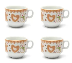 Tazzine caffè, 4 pezzi, con supporto, porcellana