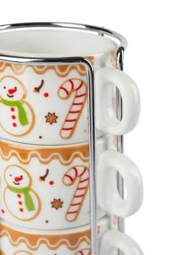 Tazzine caffè, 4 pezzi, con supporto, porcellana