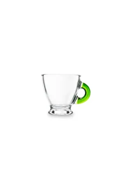 Tazzine caffè, 6 pezzi, vetro trasparente, manico colorato