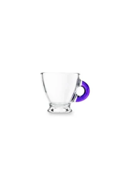 Tazzine caffè, 6 pezzi, vetro trasparente, manico colorato