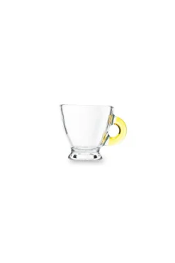 Tazzine caffè, 6 pezzi, vetro trasparente, manico colorato