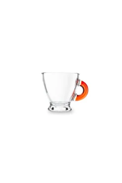 Tazzine caffè, 6 pezzi, vetro trasparente, manico colorato