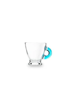 Tazzine caffè, 6 pezzi, vetro trasparente, manico colorato