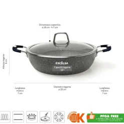 Tegame, antiaderente, effetto pietra, 28 cm