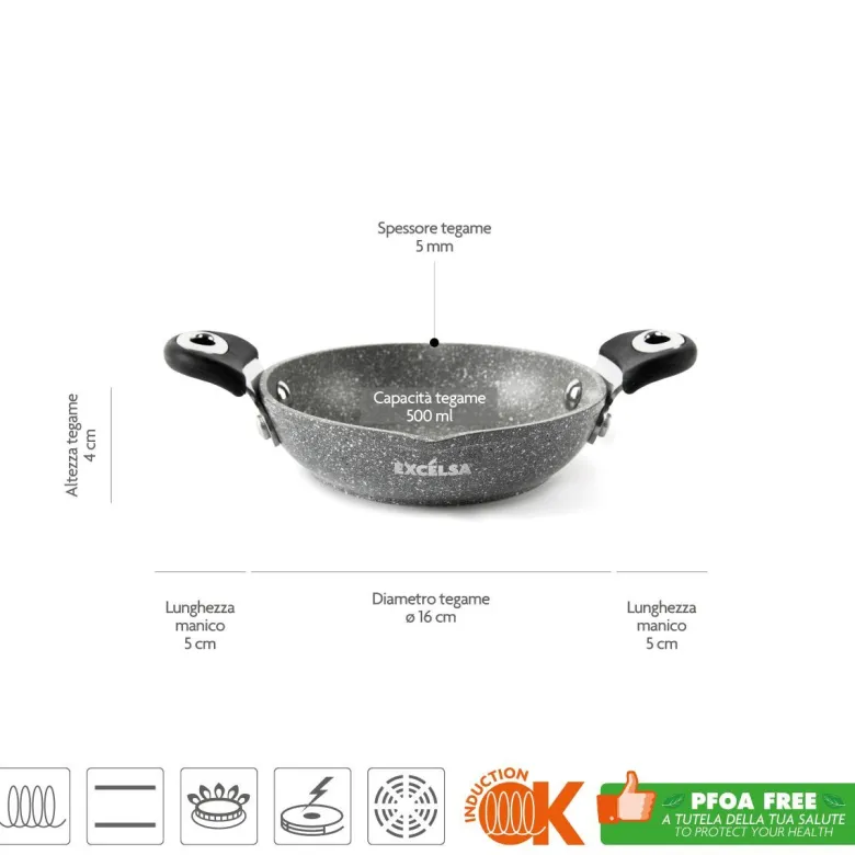 Tegame, effetto pietra, antiaderente, 16 cm