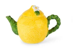 Teiera, forma di limone, giallo, ceramica