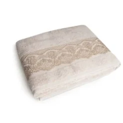 Telo doccia, 100% cotone, beige, 100x150 cm, jacquard