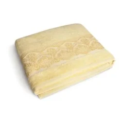 Telo doccia, 100% cotone, giallo paglia,100x150 cm