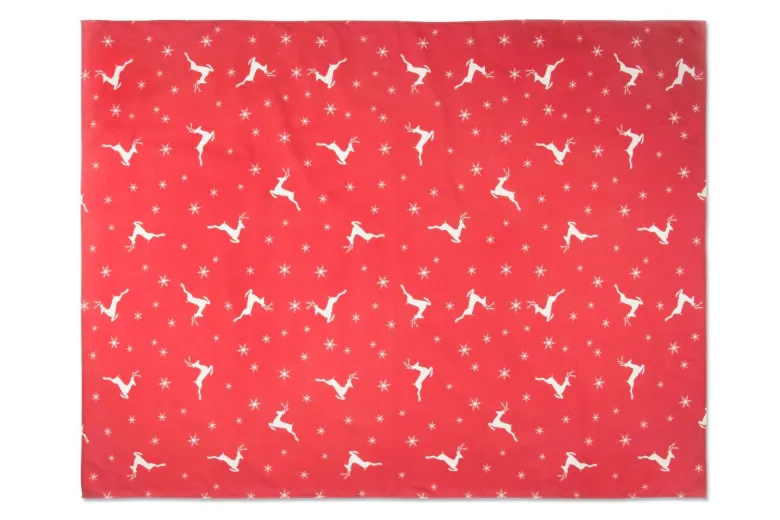 Tovaglia, natalizia, rossa, con renne, 140x180 cm