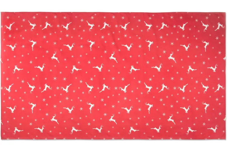 Tovaglia, natalizia, rossa, con renne, 140x240 cm