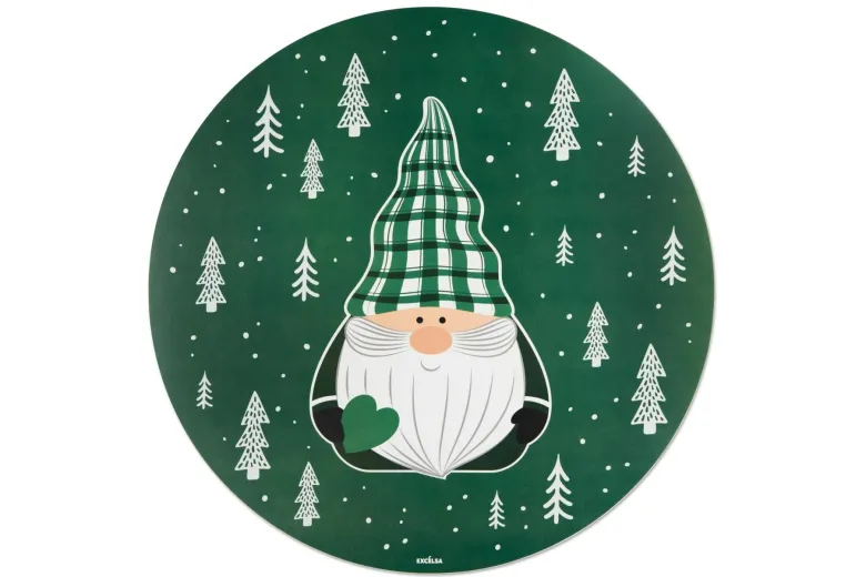 Tovagliette americane, tonde, 2 pezzi, gnomo, green winter