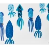 6 tovagliette, rettangolari, con calamari, toni blu